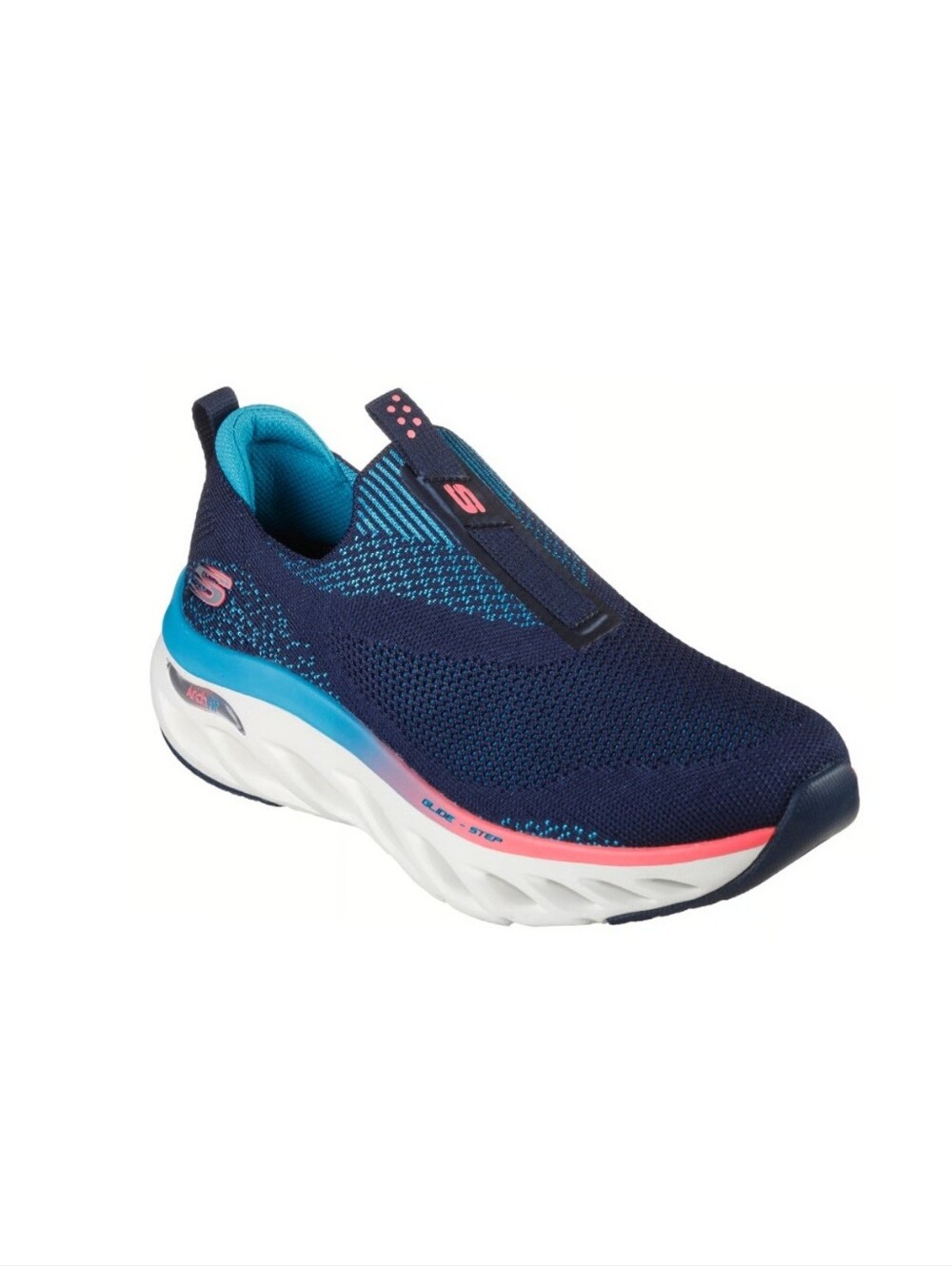 Skechers Womens Arch Support Glide Step Slip On Navy Multi Color Sneaker Size 10
